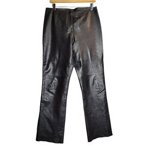 Vintage Womens 8 Black Buttery Soft Leather Flared Pants Lined Y2K